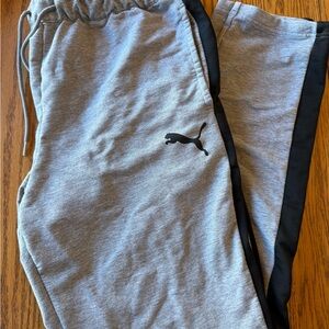 PUMA Stretchlite Size Medium Gray Logo Drawstring Men's Sweat Pants